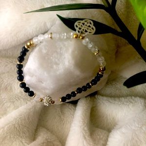 Sandstone and Crackle Quartz Anklet